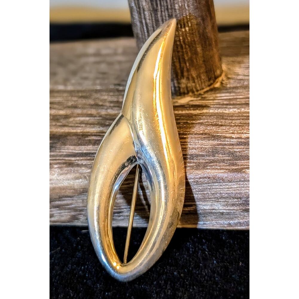 ZINA 925 Sterling Silver Vintage Flame Swirl Brooch Pin